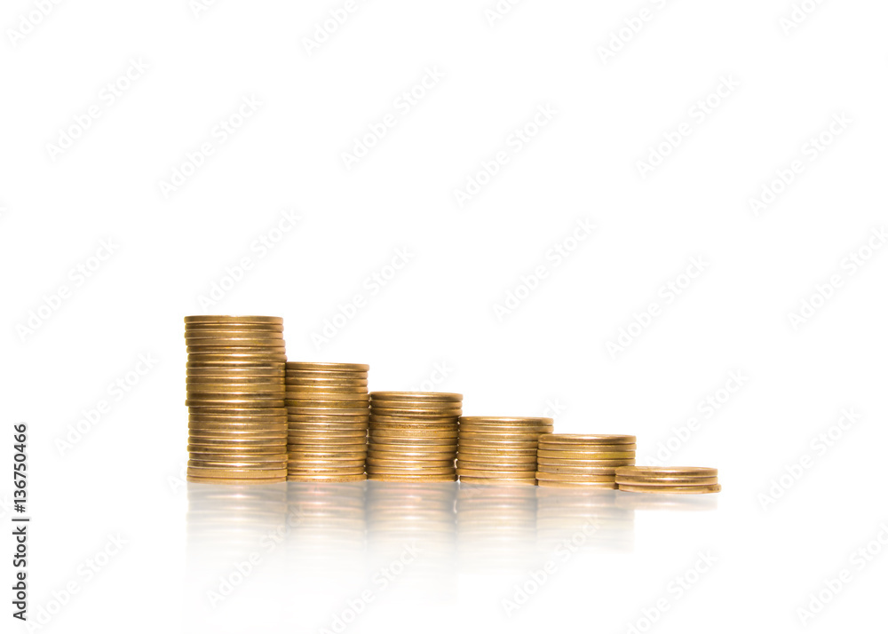 Ascending group of piles of coins Ascending group of piles of coins