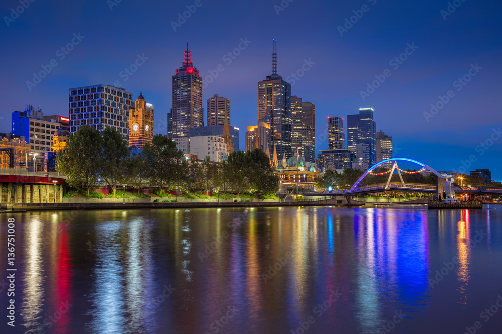 City of Melbourne. Cityscape image of Melbourne, Australia during twilight blue hour. City of Melbourne. Cityscape image of Melbourne, Australia during twilight blue hour.