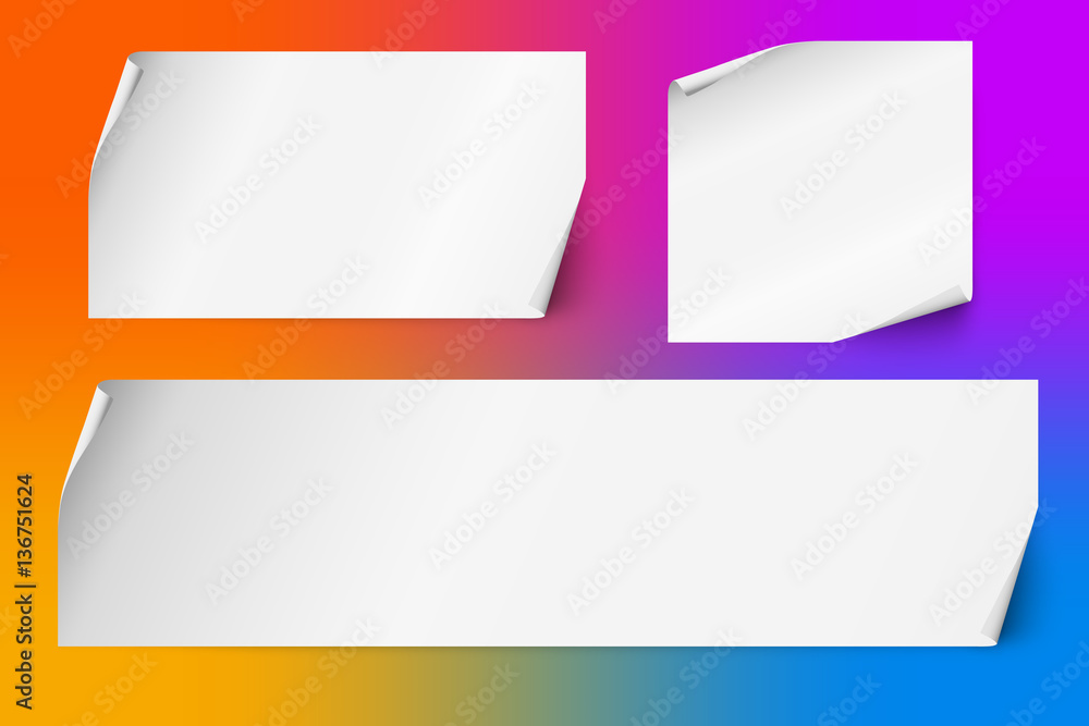 Set of blank white sheets of paper with curled corners. Vector Illustration Set of blank white sheets of paper with curled corners. Vector Illustration