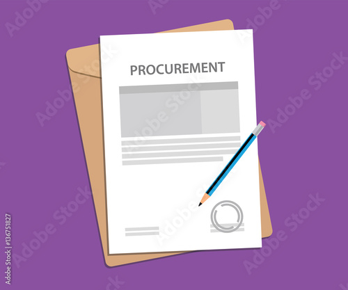 signing procurement agreement stamped paper with pen and folder document on top of table