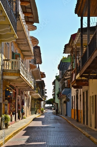 Colorful street of Casco Viejo, Panama City, Panam photo