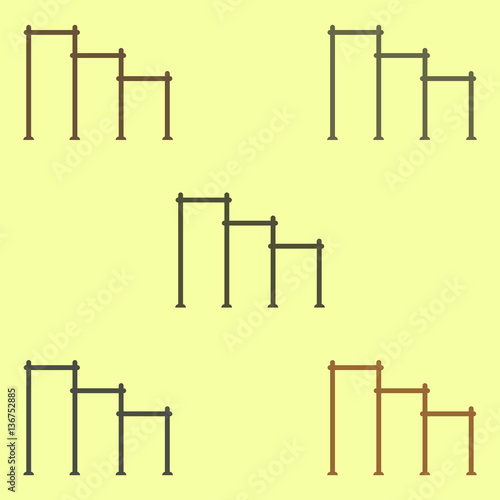Vector illustration set in flat style sports horizontal bars for street workout playground