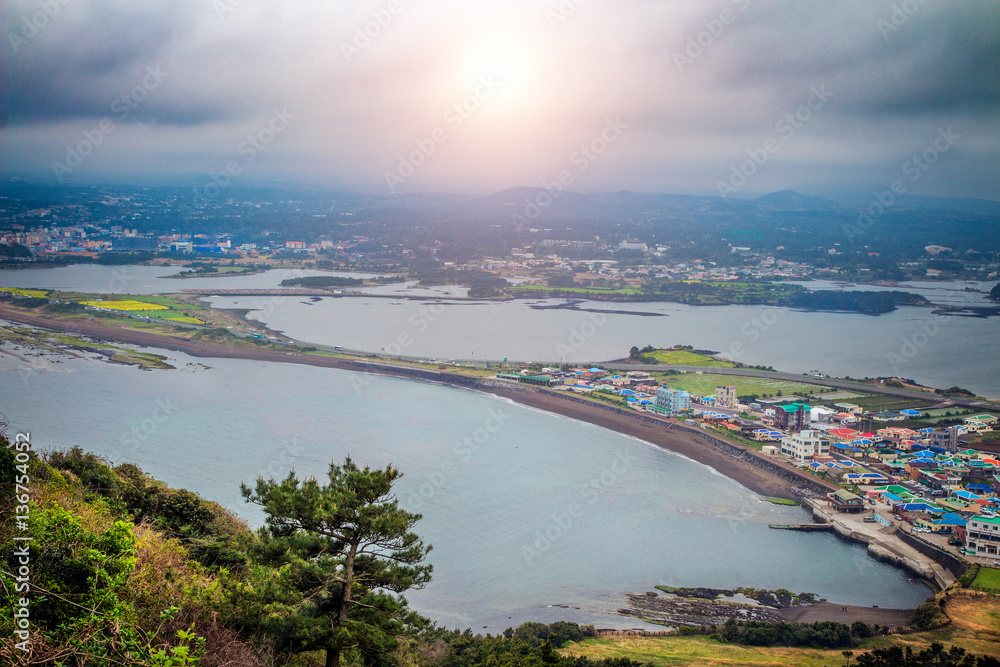 Beautiful landscape image of urban area on the island ,hight angle
