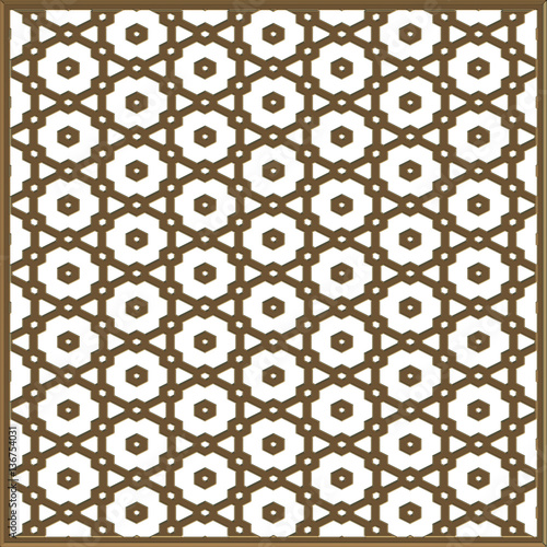 Islamic hexagonal lattice - arabesque pattern 