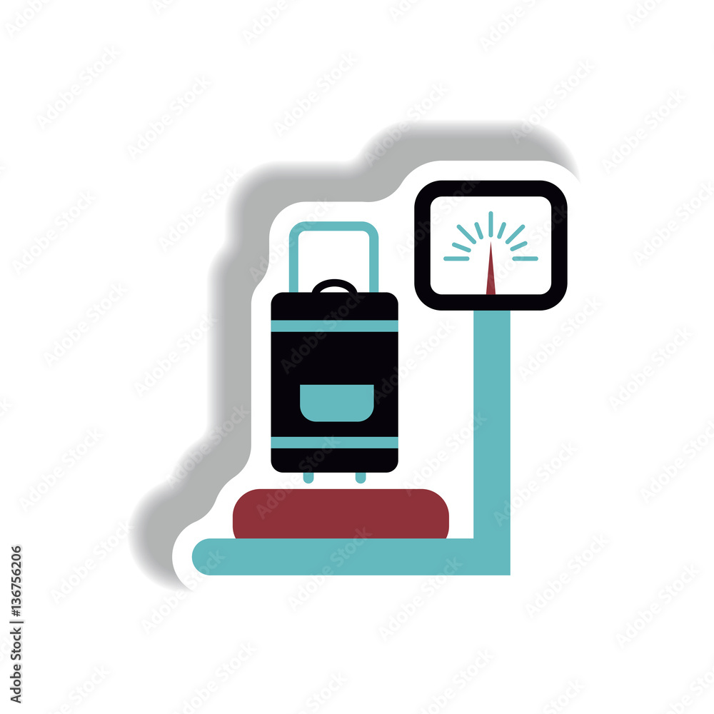 stylish icon in paper sticker style Luggage weighing stylish icon in paper sticker style Luggage weighing