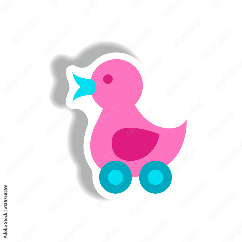 stylish icon in paper sticker style duck toy stylish icon in paper sticker style duck toy