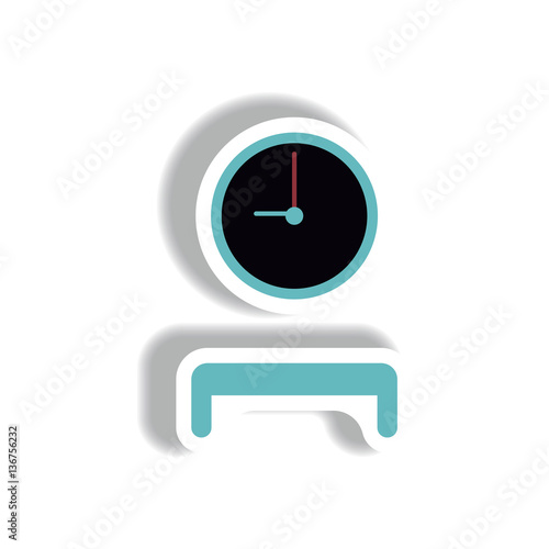 stylish icon in paper sticker style waiting hall