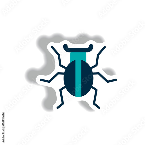 stylish icon in paper sticker style beetle insect