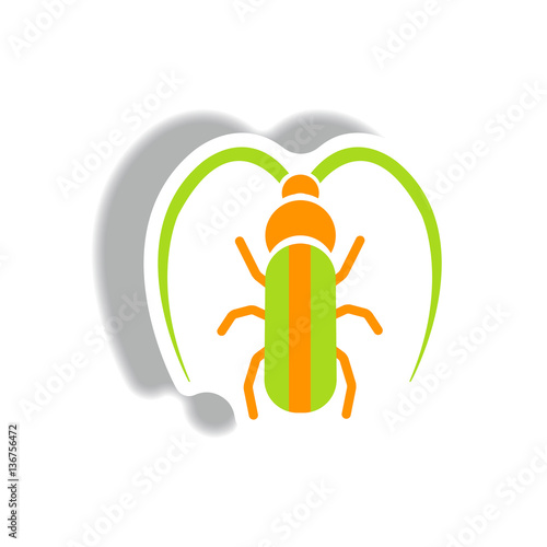 stylish icon in paper sticker style beetle barbel