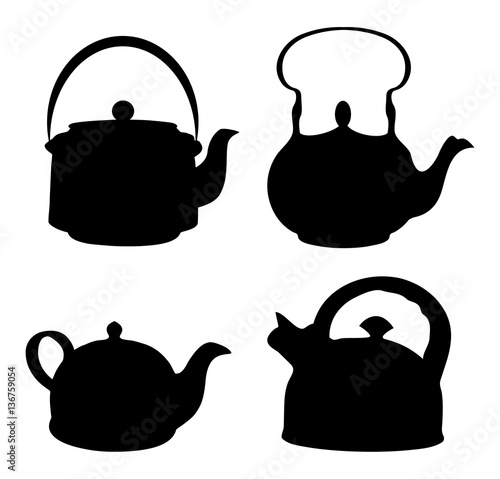 Silhouettes of kettles - vector set