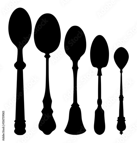 Silhouettes of spoons - vector set