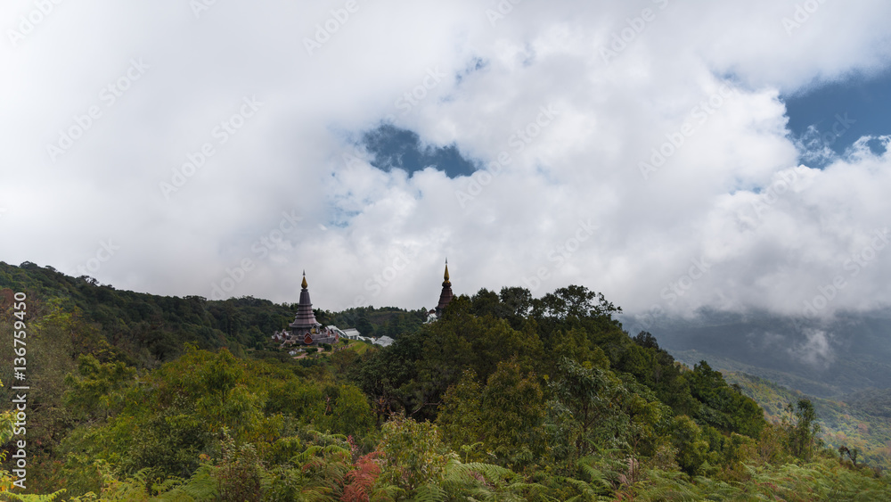 Phra Maha Dhatu Nabha Metaneedol,Pagoda at Doi Inthanon National Park, Thailand.