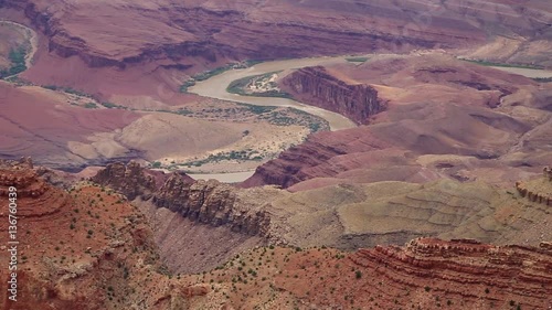 Storm and dark clouds at The Grand Canyon. The Colorado River carved the Grand Canyon and it is the result of constant erosion by the Colorado River over millions of years.