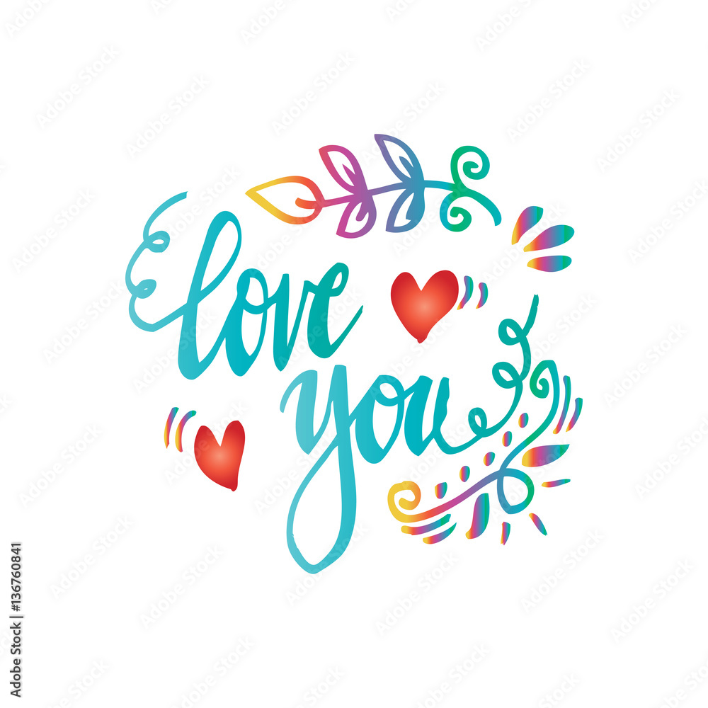 Obraz premium Love you hand lettering