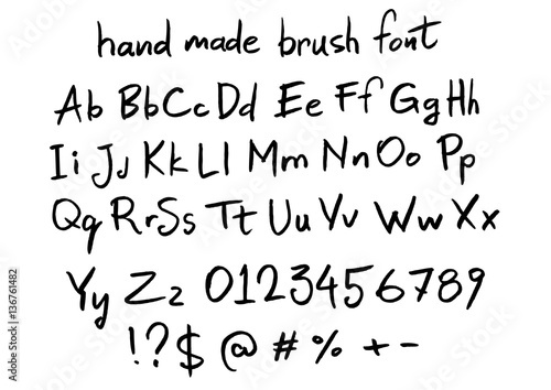 handmade brush vector font