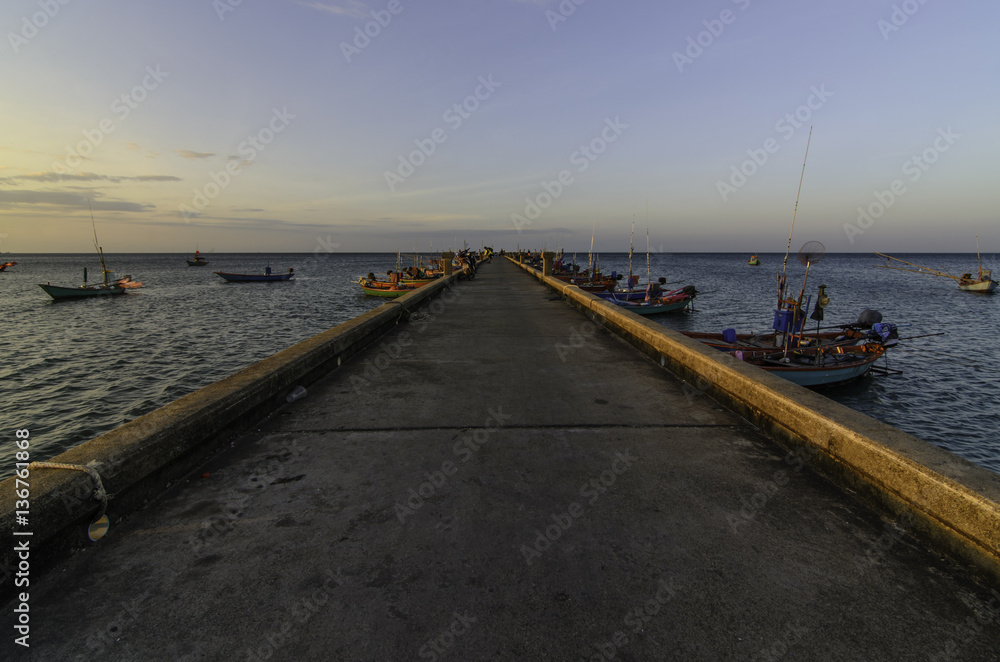 Fototapeta premium Bridge Harbor Fishing boat