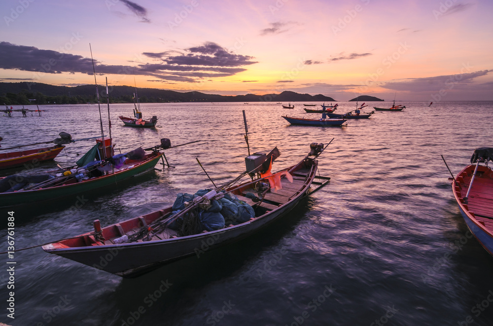 Sunrise and fishing boat