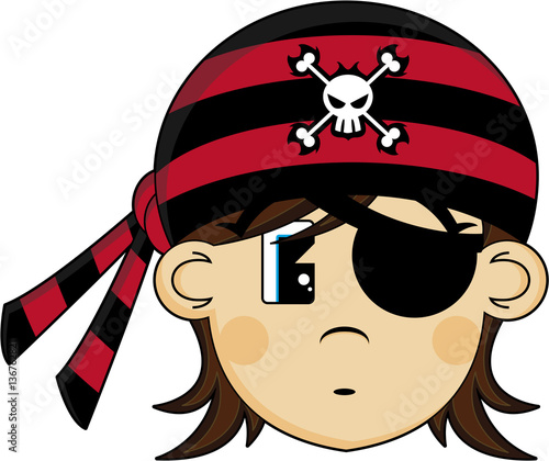 Cute Cartoon Eye Patch Pirate in Bandana