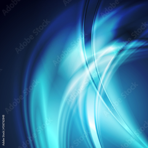 Dark blue smooth blurred abstract waves background