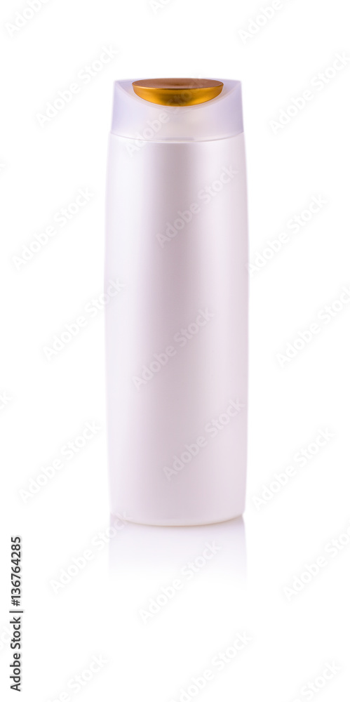 white bottle of shampoo with a brilliant carved lid white bottle of shampoo with a brilliant carved lid