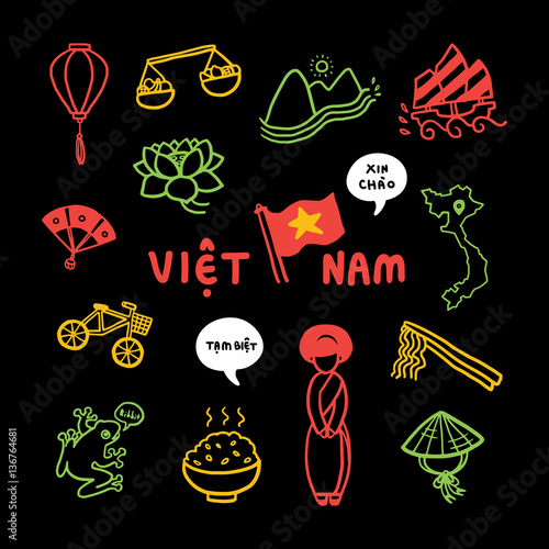 Vector illustration of Vietnam travel icon