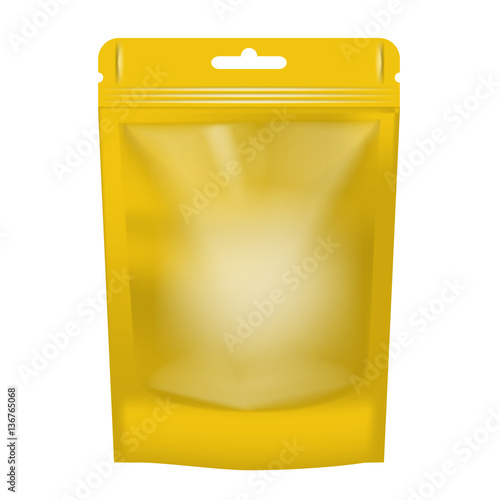 Blank Foil Food Pouch Bag Pack on White Background