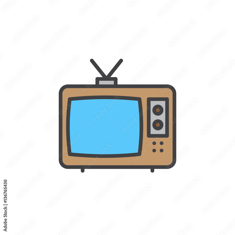 Television line icon, filled outline vector sign, linear colorful pictogram isolated on white. Cable TV symbol, logo illustration Television line icon, filled outline vector sign, linear colorful pictogram isolated on white. Cable TV symbol, logo illustration
