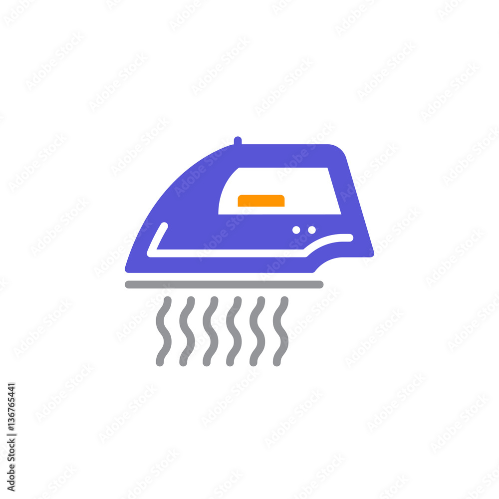 Steam iron for clothes icon vector, filled flat sign, solid colorful pictogram isolated on white. Symbol, logo illustration Steam iron for clothes icon vector, filled flat sign, solid colorful pictogram isolated on white. Symbol, logo illustration