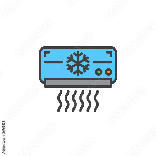 Air Conditioner line icon, filled outline vector sign, linear colorful pictogram isolated on white. AC unit symbol, logo illustration