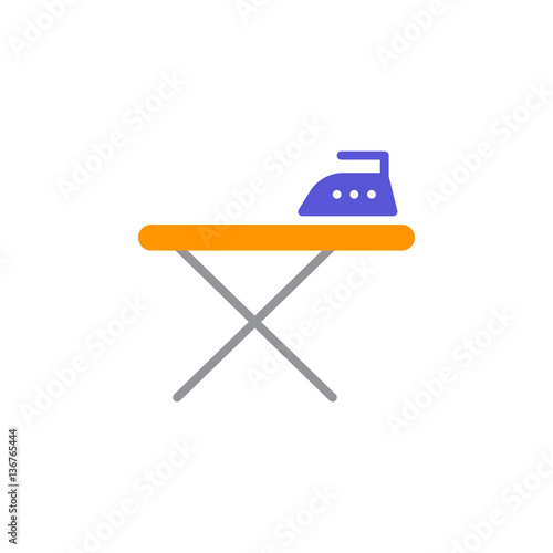 Ironing board and iron icon vector, filled flat sign, solid colorful pictogram isolated on white. Symbol, logo illustration