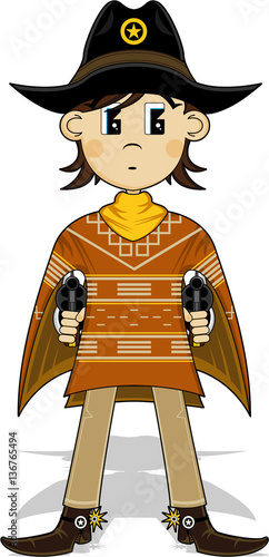 Cute Cartoon Wild West Cowboy Sheriff Illustration