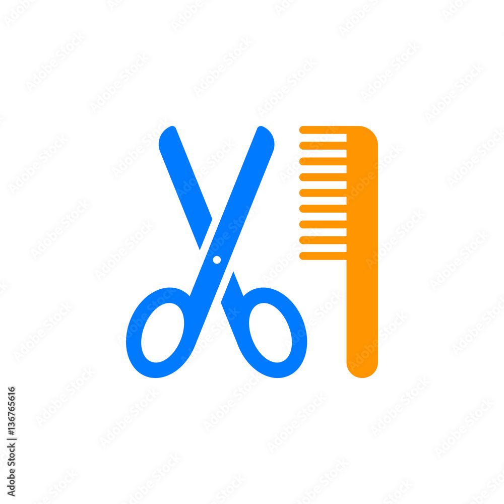 Scissors and comb icon vector, filled flat sign, solid colorful pictogram isolated on white. Barber shop symbol, logo illustration Scissors and comb icon vector, filled flat sign, solid colorful pictogram isolated on white. Barber shop symbol, logo illustration