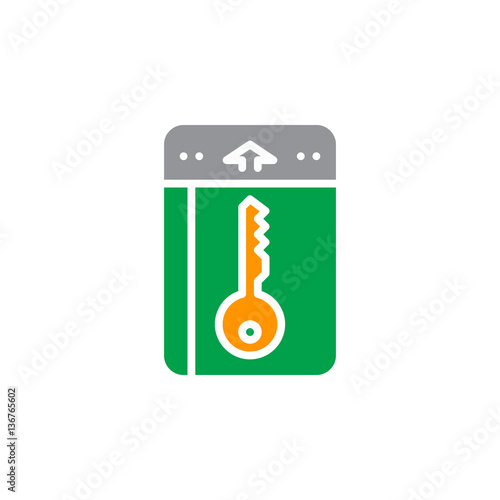 Room key, keylock icon vector, filled flat sign, solid colorful pictogram isolated on white. Symbol, logo illustration