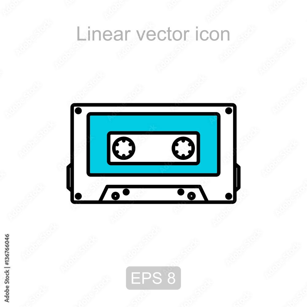 Audio cassette. Linear vector icon. Audio cassette. Linear vector icon.