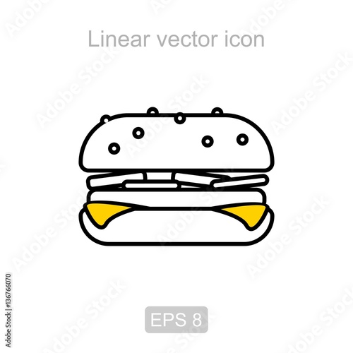 Hamburger. Linear vector icon.