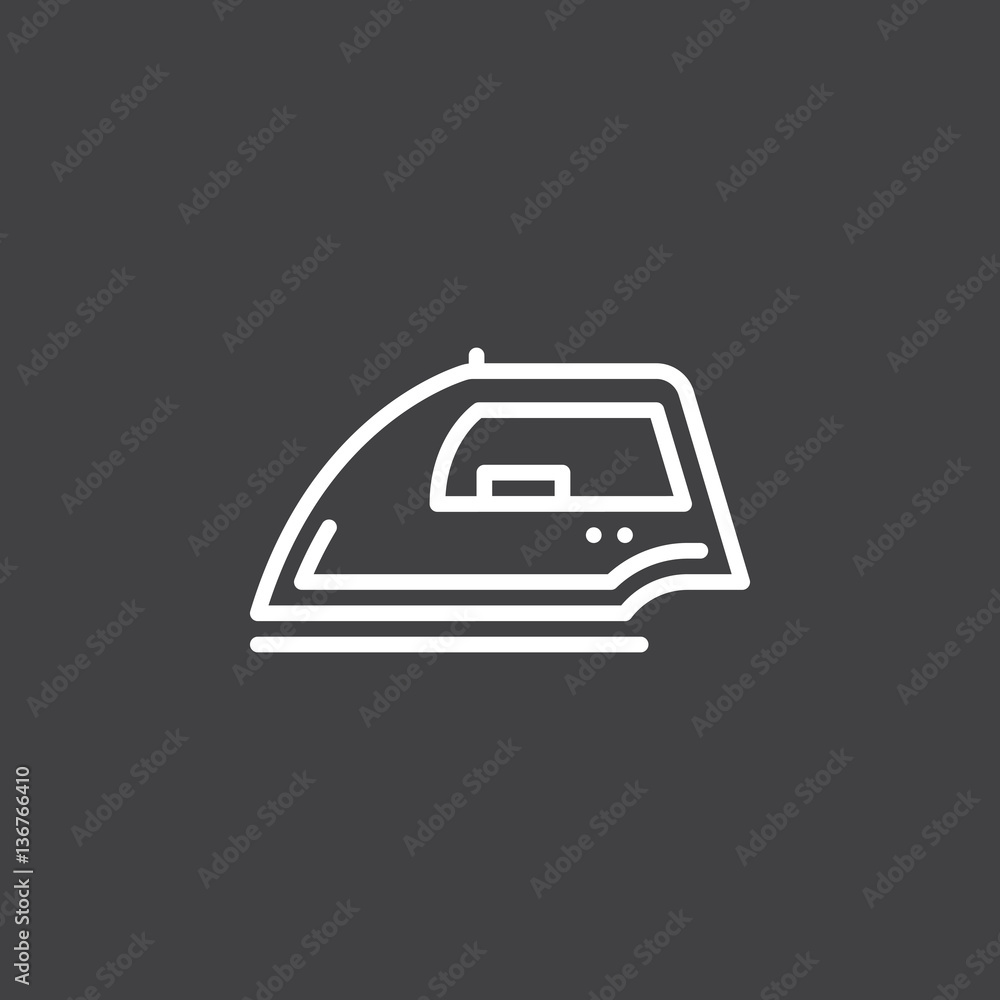 Iron line icon, outline vector sign, linear white pictogram. Symbol, logo illustration Iron line icon, outline vector sign, linear white pictogram. Symbol, logo illustration