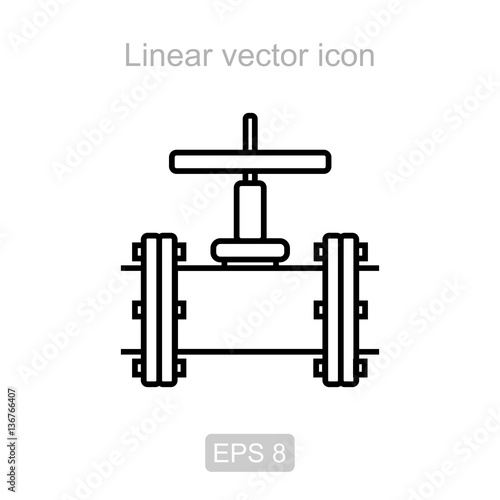 The valve pipe. Linear vector icon.