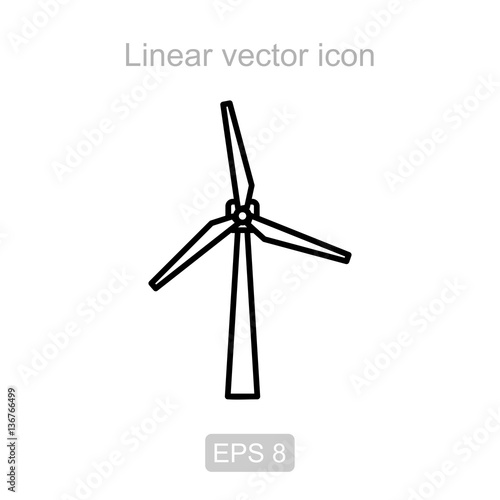 Windmill. Linear vector icon.