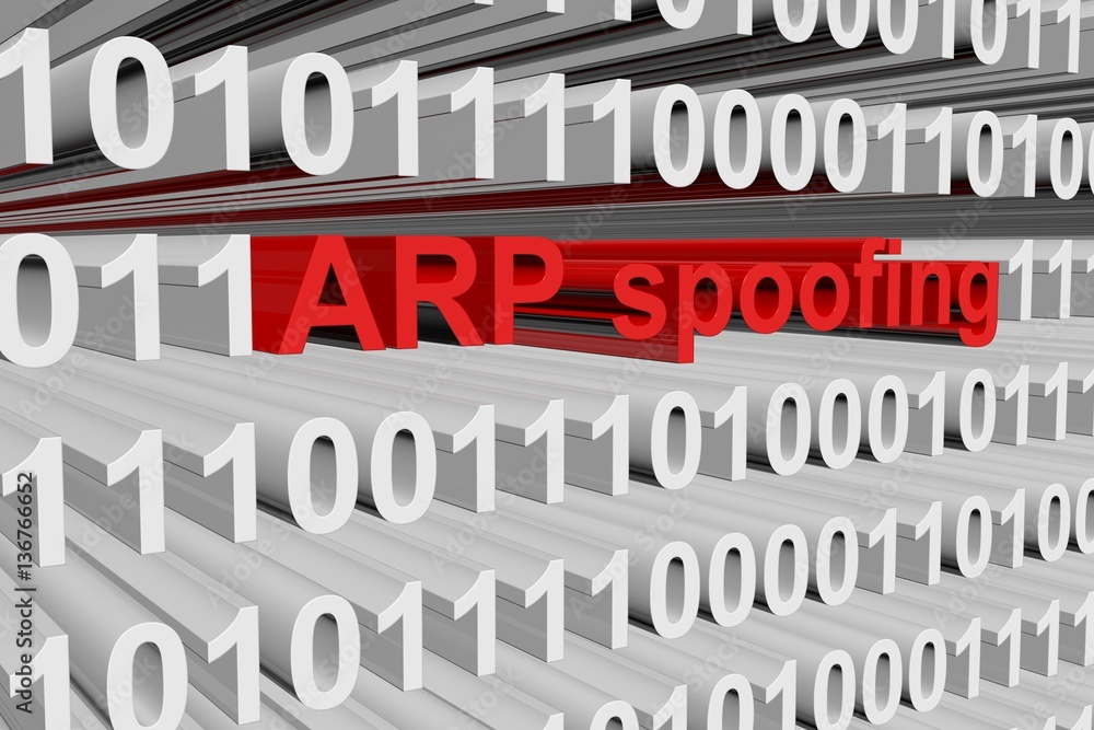 arp spoofing as a binary code 3D illustration