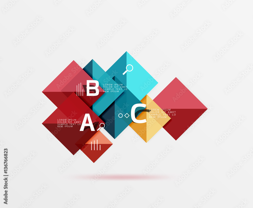 Modern flying square infographic Modern flying square infographic