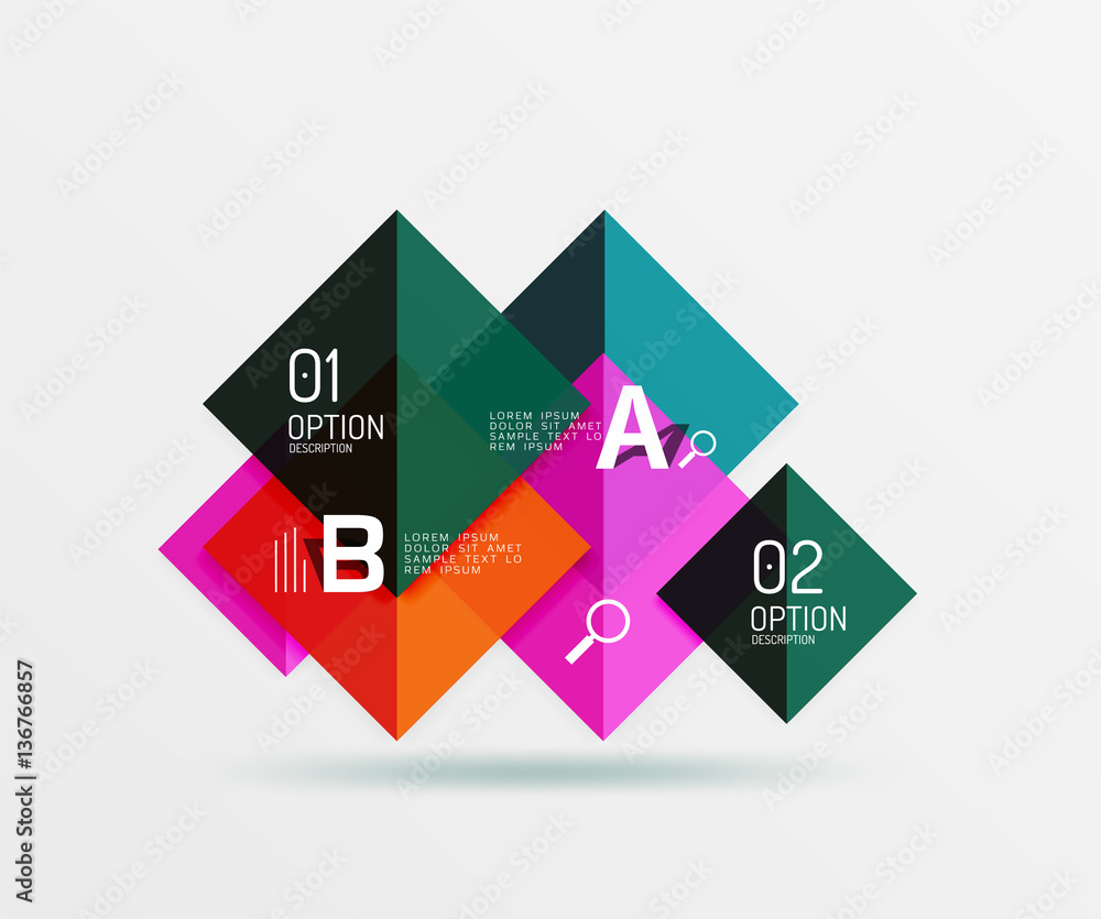 Modern flying square infographic Modern flying square infographic