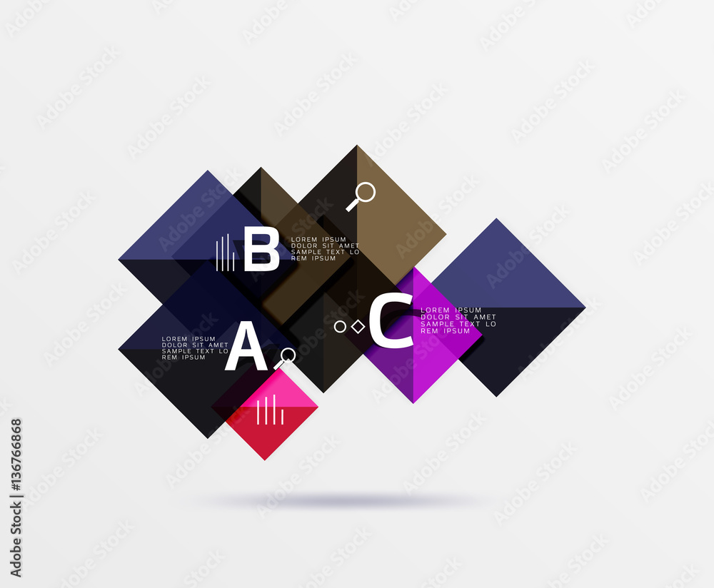 Modern flying square infographic Modern flying square infographic