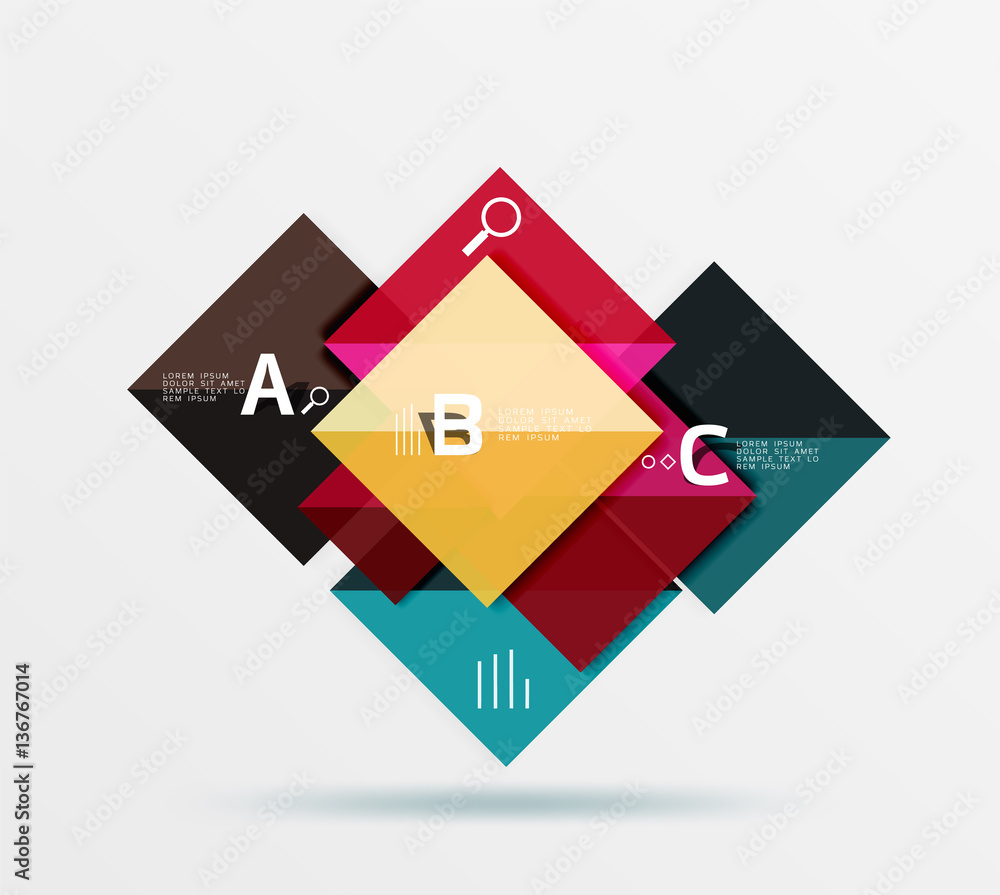 Modern flying square infographic Modern flying square infographic