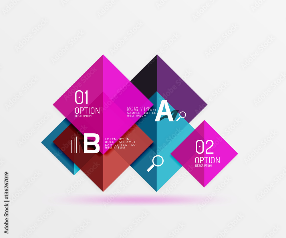 Modern flying square infographic Modern flying square infographic