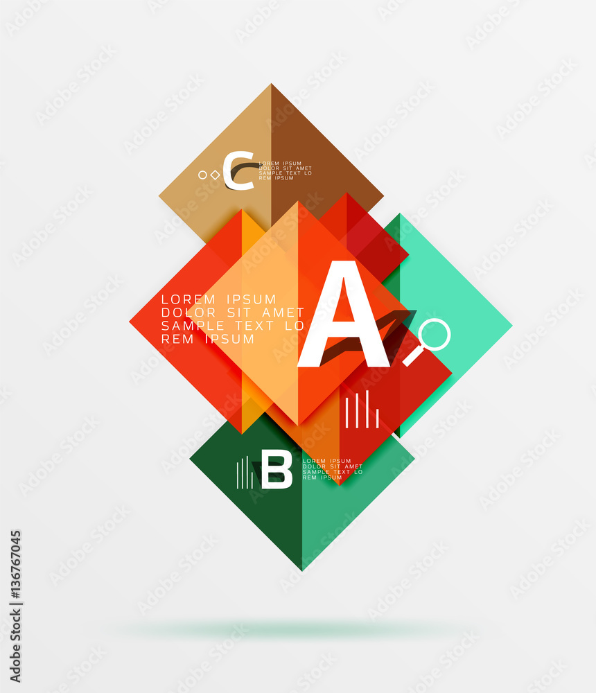 Modern flying square infographic Modern flying square infographic