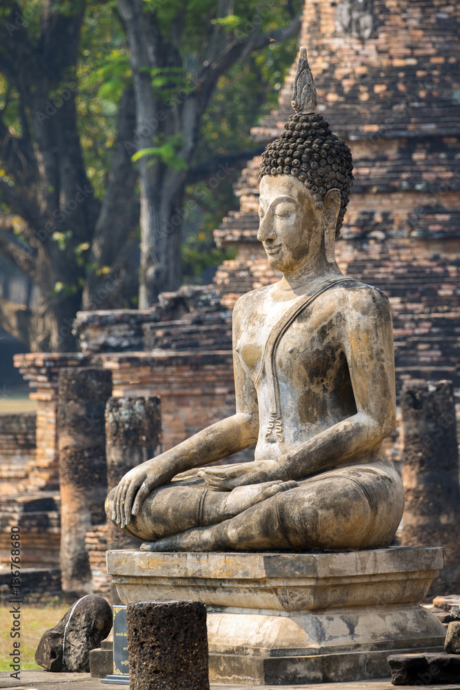 Sukhothai Historical Park In Thailand, Buddha statue, Old Town,