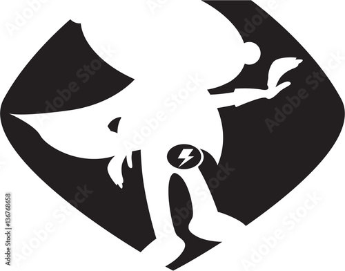 Abstract Cartoon Superhero Silhouette Shield Icon