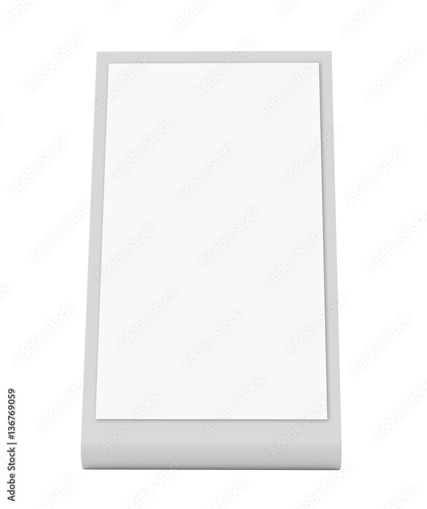 Plastic holder. Brochure holding. Empty paper template. 3d rendering isolated on white background Plastic holder. Brochure holding. Empty paper template. 3d rendering isolated on white background