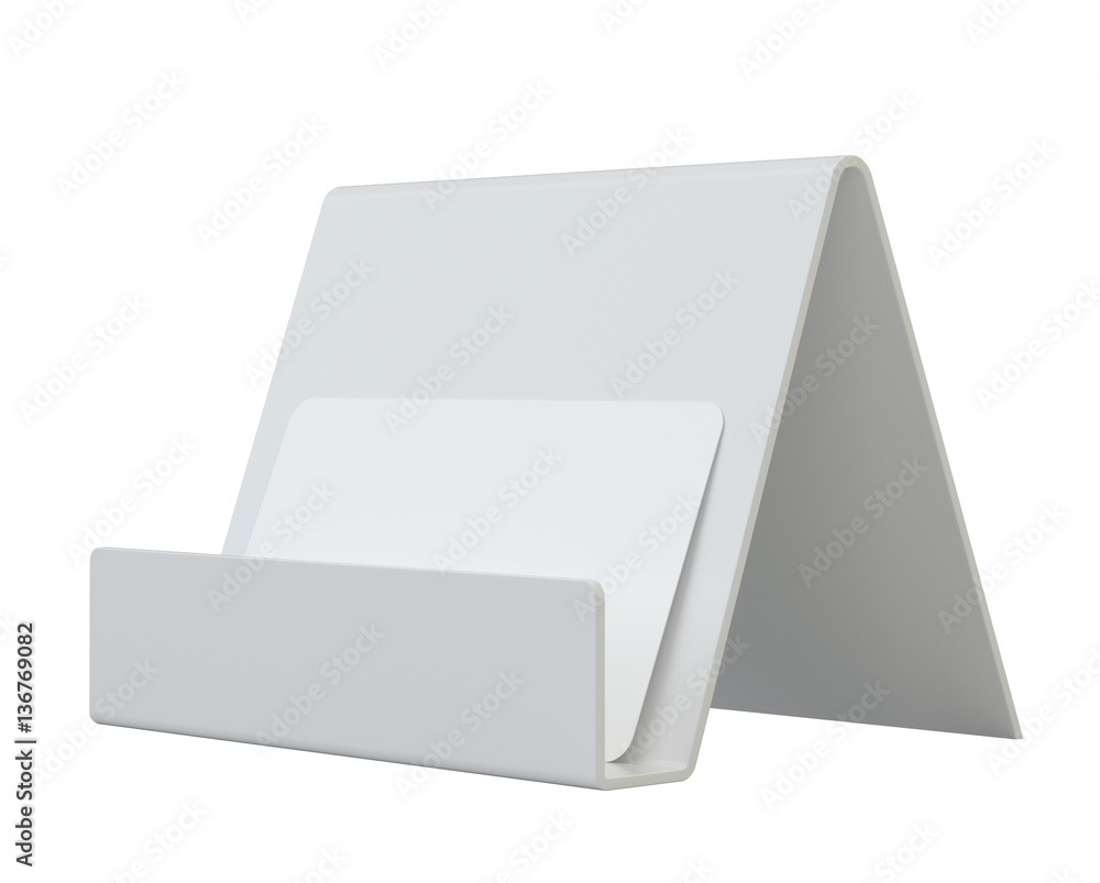 White Glossy holder for business cards. 3d rendering isolated on white background White Glossy holder for business cards. 3d rendering isolated on white background