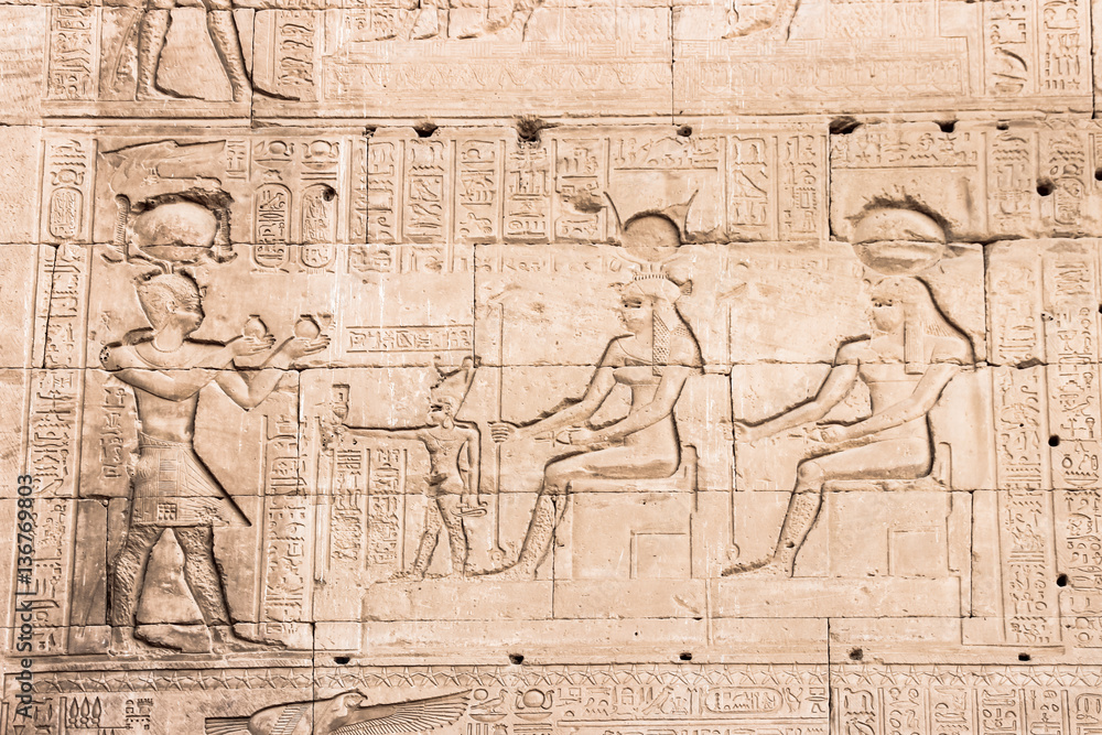 Wall of the temple of Hathor at Dendera